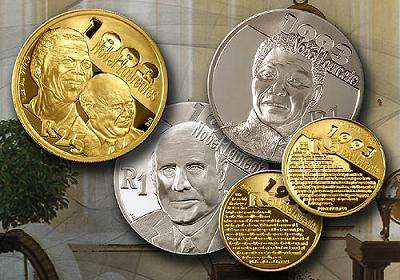 Nelson Mandela FW De Klerk 5 Piece Proof Set - Nobel Laureate Protea Series -Highly Sought After
