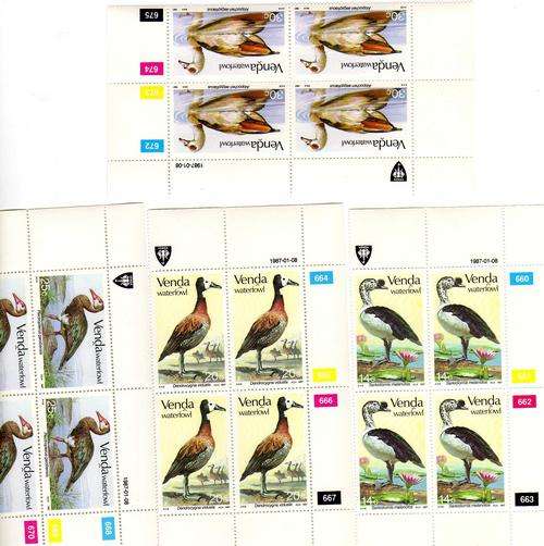 Venda Control Blocks - Waterfowl. SACC 151-154. Mint