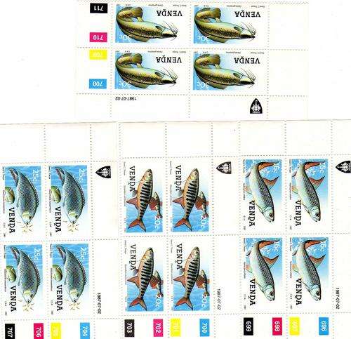 Venda Control Blocks - Freshwater Fish. SACC 160-163. Mint