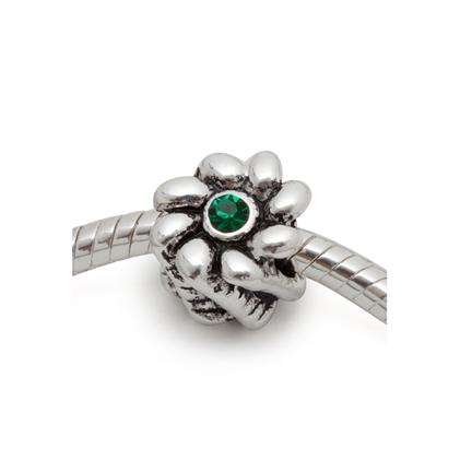 New Flower with Dark Green Stone Charm for Pandora Style/European Bracelet