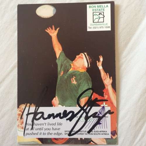 Original Autographed Springbok Legend Hannes Strydom Rugby Card (Rare Card)
