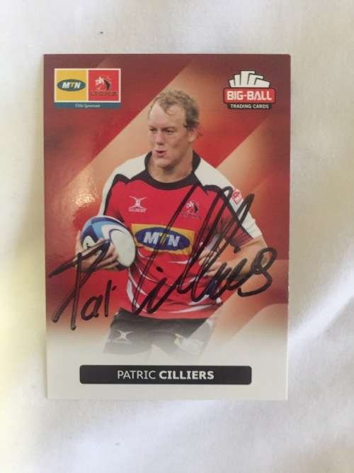 Autographed rugby card of Springbok And Lions prop Pat Cilliers