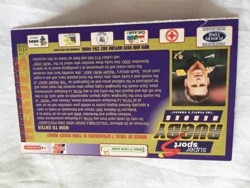 Autographed Post Card of Springbok Legend Robbie Fleck on Total Heroes 2000 Series