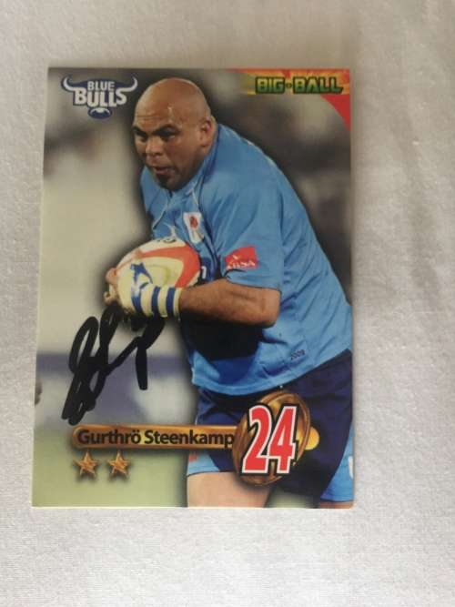 Autographed rugby card of Bulls and Springbok Gurthro Steenkamp