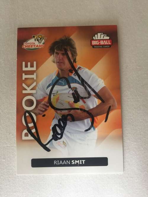 Autographed rugby card of Cheetahs Riaan Smit