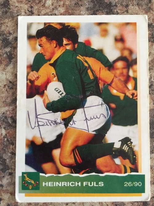 Autographed rugby card of Springbok Legend Heinrich Fuls