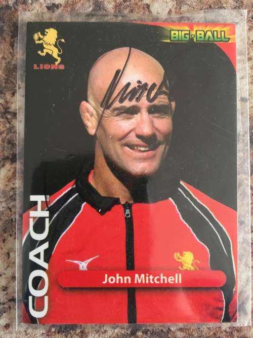 Autographed rugby card of former Lions Coach John Mitchell