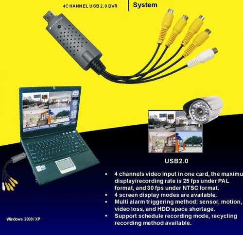 CCTV 4 CH USB 2.0 Video DVR Recorder For PC or Laptop