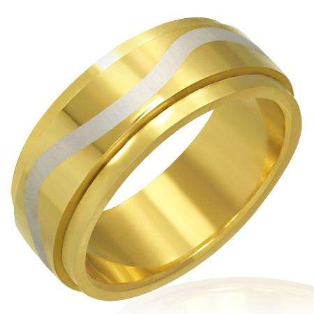 Gold Plated Stainless Steel Celtic Wave Spinner Ring. Size 11