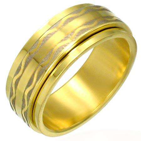 Gold Plated Stainless Steel Celtic Wave Spinner Ring