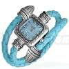 Fashion Alloy Braided Leather Wrap Torc Women Watch