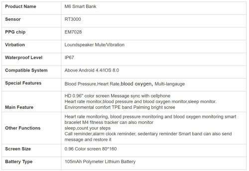 M6 Smart Band Watch Bracelet Wristband Fitness Tracker Blood Pressure Heart Rate