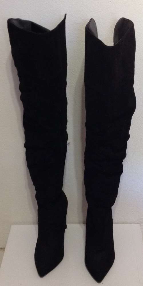 Ladies Thigh High Black Stiletto Boots Size 5