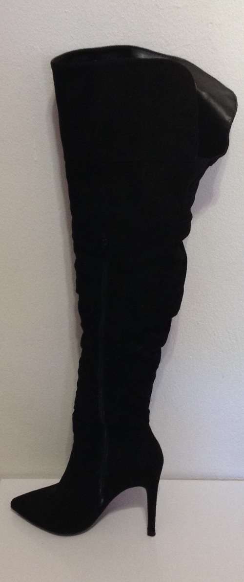 Ladies Thigh High Black Stiletto Boots Size 5