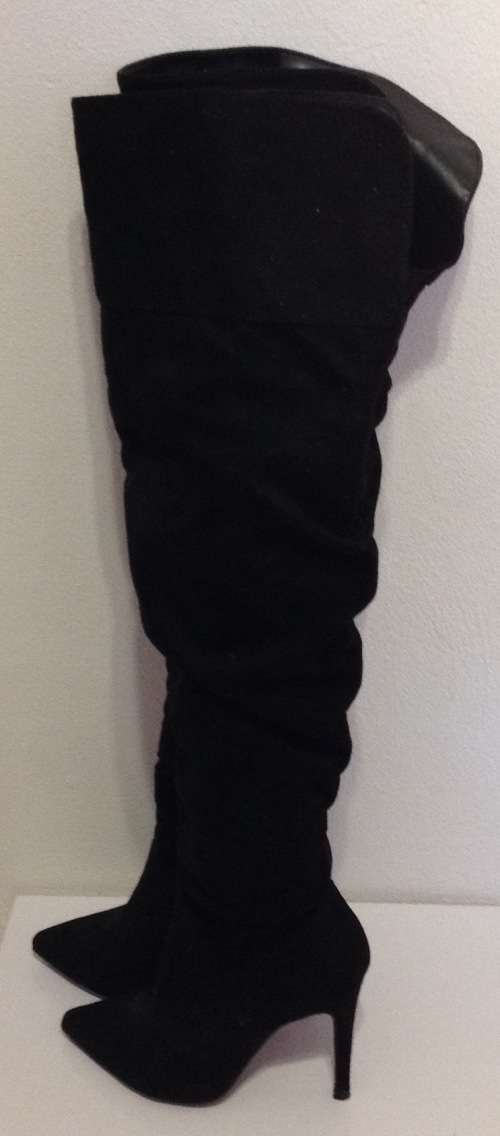 Ladies Thigh High Black Stiletto Boots Size 5