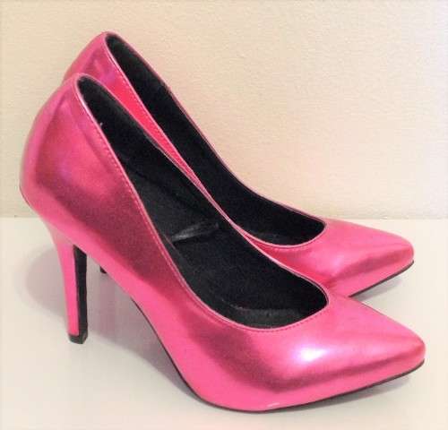 Ladies Satin Pink Pointed Heels Shoes Size 6