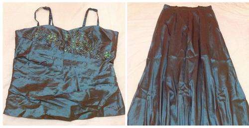 Sale Ladies Grey Green Formal Top and Long Skirt Size Small
