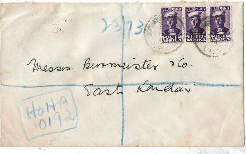 HOHA  1943 on cover RARe Transkei postal agent