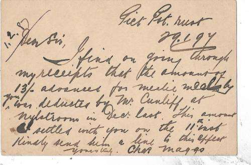 PIETPOTGIETERSRUST 1897 on card to Pretoria - very fine card -