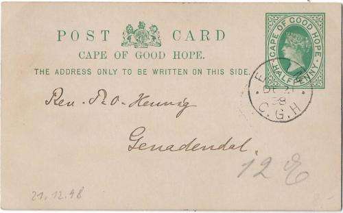 ELIM 1898 to GENADENDAL corespondence between missionaries