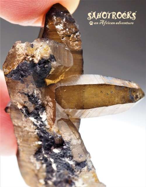Lemurian Atlantean Quartz Crystal, Goethite, K-Feldspar - Erongo, Namibia