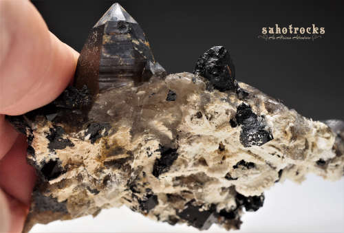 UNIVERSAL PROTECTOR Aegirine, Smokey Quartz Crystal, A-Feldspar - Mount Malosa, Malawi
