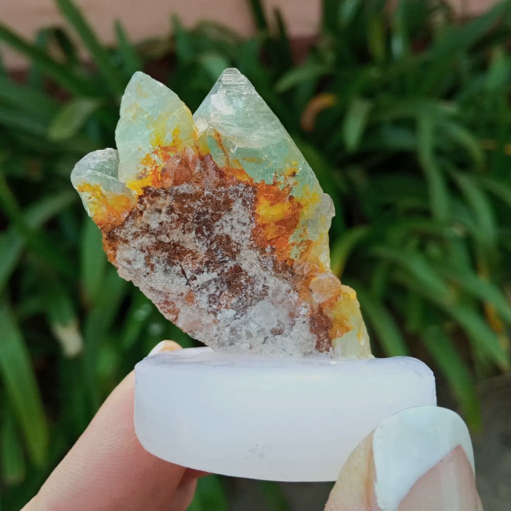 Fluorite Riemvasmaak mounted on a stand, 5.5cm, gemmy lime green, Northern Cape, South Africa