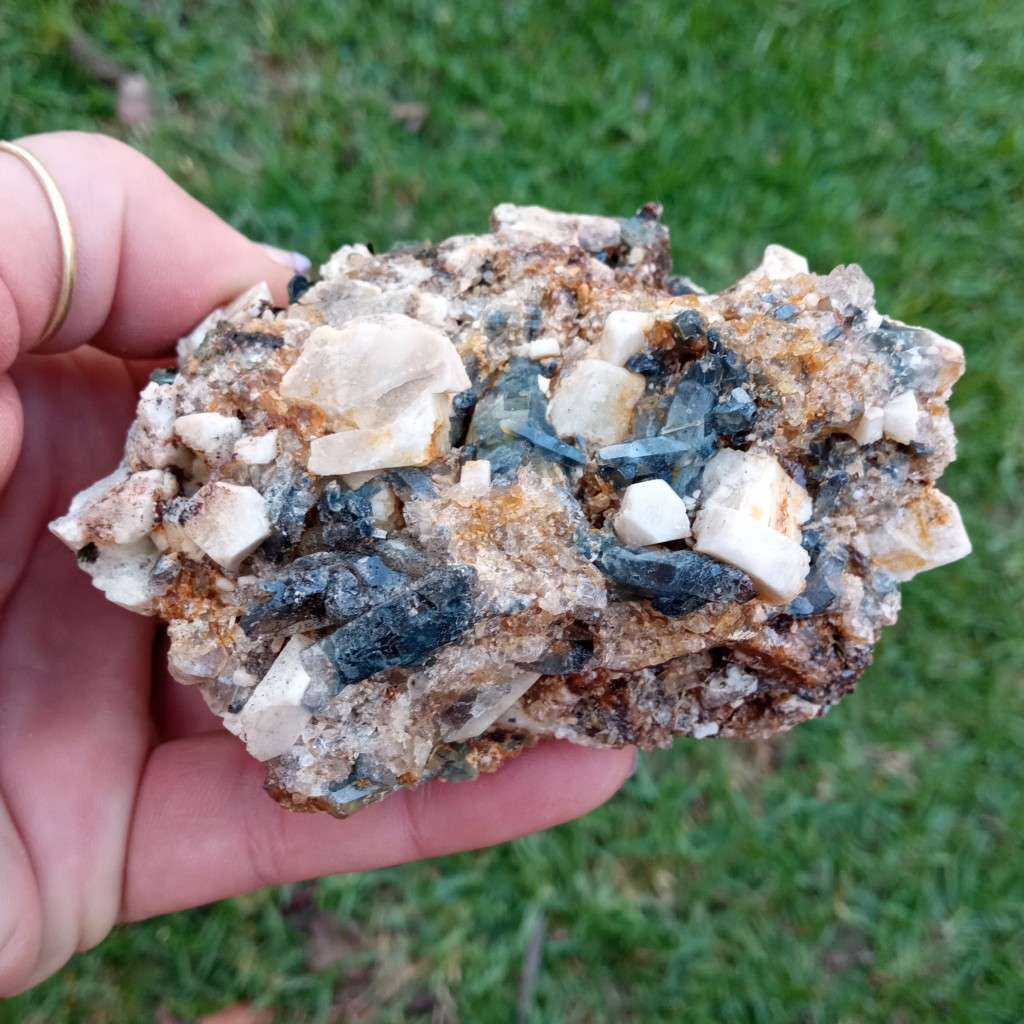 Riebeckite FIST SIZE 9.3 cm Aegirine Feldspar Zircon Arfvedsonite - Mt Malosa, Zomba, Malawi 384g