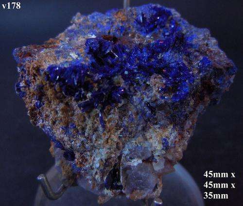 Vergenoeg mine azurite crystals on matrix-south africa-51g
