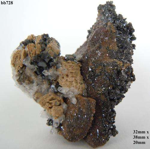 Kalahari manganese fields calcite,hematite and andradite garnet on matrix-South Africa-17gram