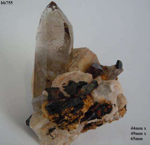 Mulanje mtn goethite,aegerine and quartz crystals on a-feldspar crystal matrix-Malawi-67gram