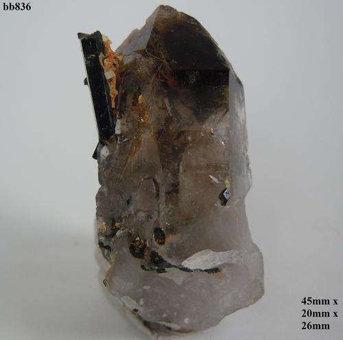 Mulanje mtn aegerine,zirkon and a-feldspar crystals on quartz crystal-Malawi-23gram