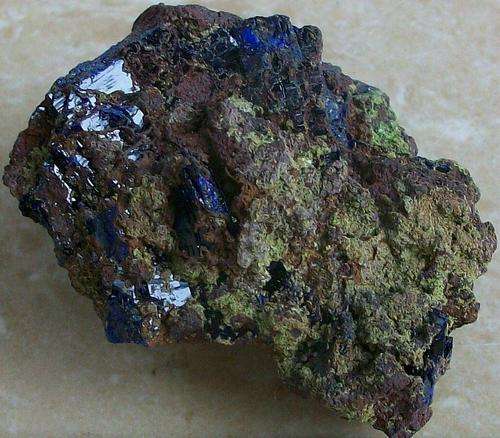 Tsumeb azurite crystals on matrix-namibia-88g