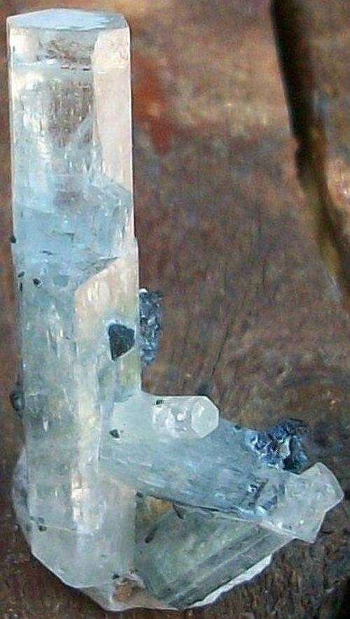 Erongo region black tourmaline on aquamarine crystal cluster-rsa-3g