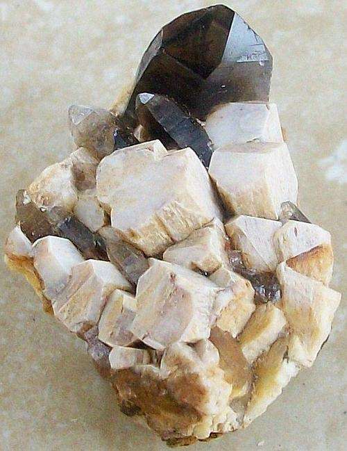 Zomba smokey quartz crystals on orthoclase crystal matrix-malawi-19g