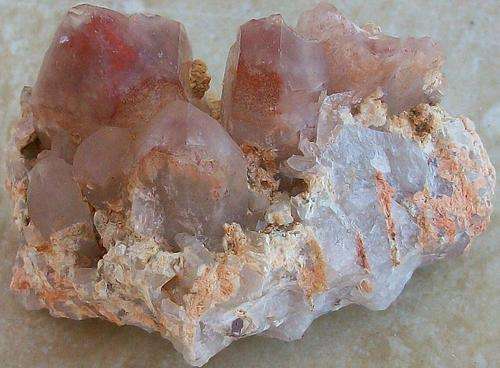 Pella hematite included quartz crystal cluster-rsa-79g