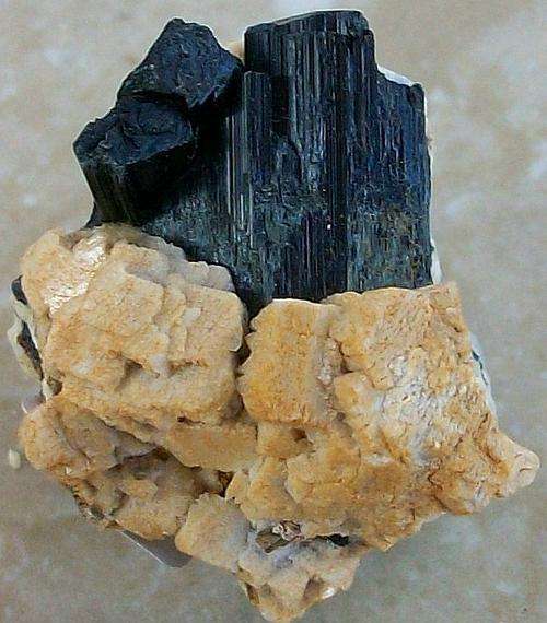 Zomba plateau arfvedsonite crystals on orthoclase crystal matrix-malawi-19g