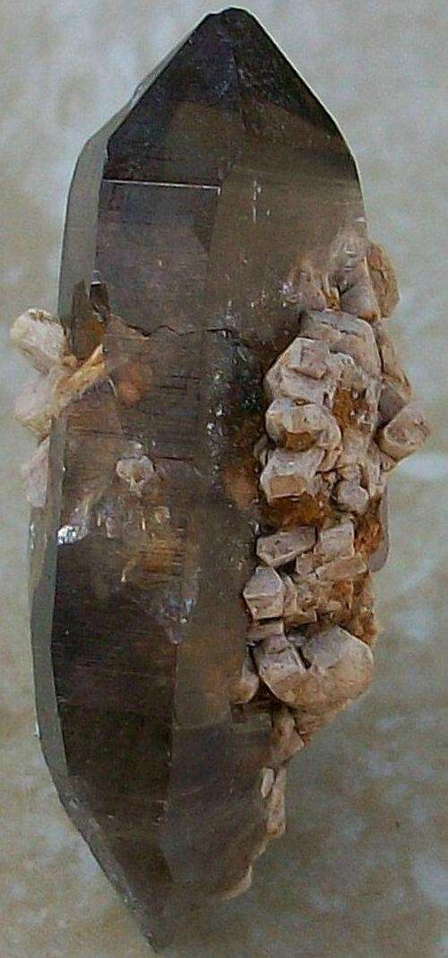 Zomba plateau orthoclase crystals on smokey quartz crystal-malawi-9g