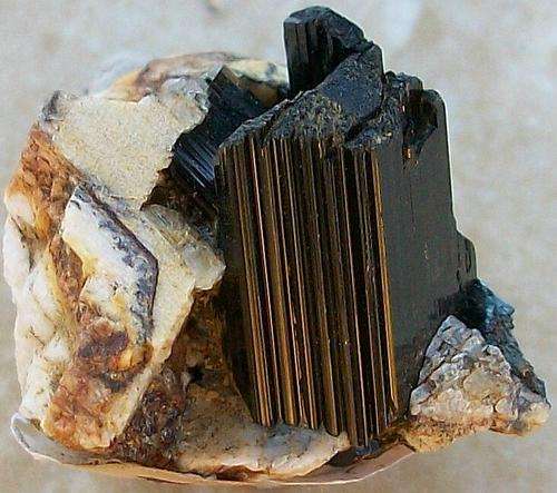 Zomba arfvedsonite crystals on orthoclase crystal matrix-malawi-12g