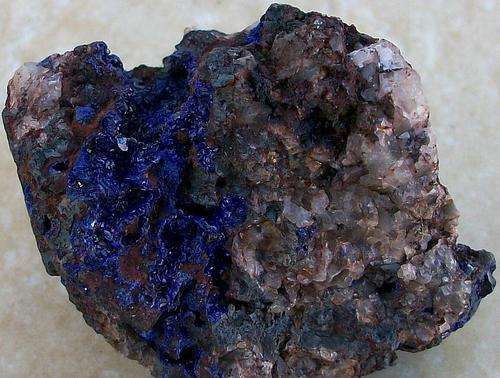 Vergenoeg azurite crystals on flourite/limonite matrix-rsa-43g