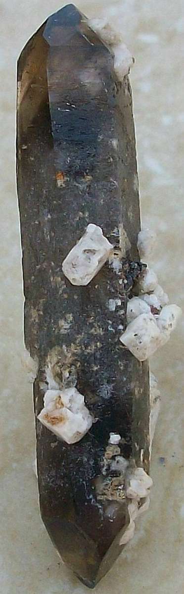 Zomba orthoclase crystals on smokey quartz crystal-malawi-10g