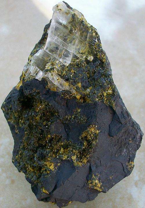 Kuruman mines sturmanite and gypsum crystals on matrix-rsa-38g