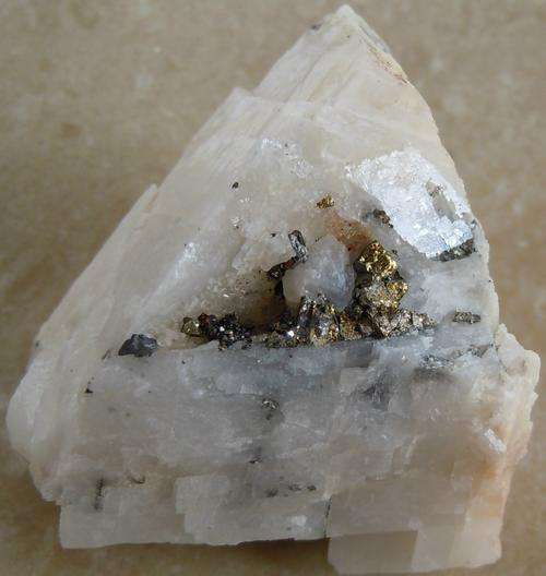 Katanga region chalcopyrite and carrolite crystals on calcite crystal matrix-drc-82g
