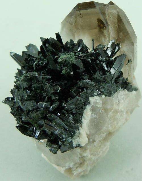 Zomba plateau aegerine crystal cluster on smokey quartz crystal cluster-malawi-14g
