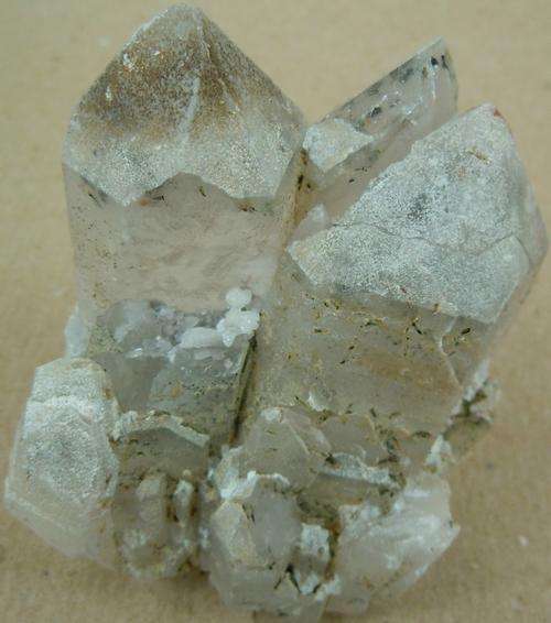 Messina 5 shaft ajoite and epidote included doubly terminated quartz crystal cluster-rsa-257g