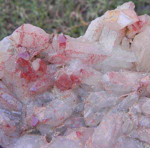 Orange river hematite included quartz crystal cluster-south africa-234g