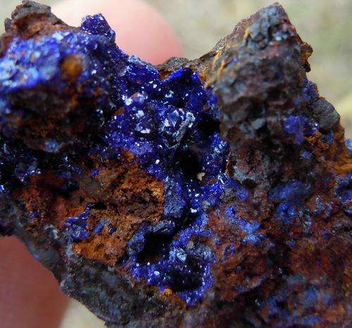 Vergenoeg mine azurite and kaolinite crystals on goethite matrix-south africa-24g
