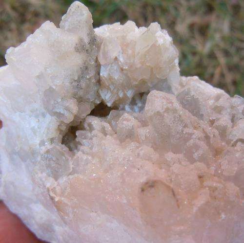 Marble hall quartz and calcite crystals on aragonite matrix-south africa-189g