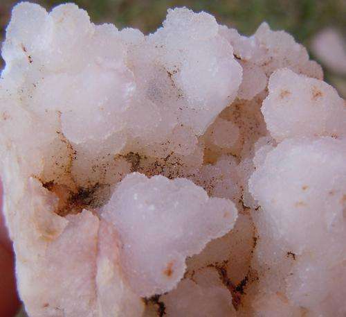 Quartz crystals on chalcedony crystal cluster-61g