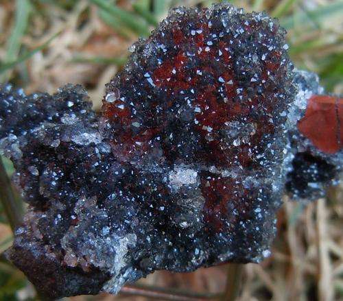 Kalahari manganese fields quartz crystals on jasper crystal matrix-south africa-19g